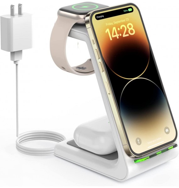 Wireless Charging Station for Apple - 3 in 1 Wireless Charger Stand