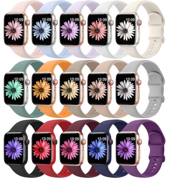 15 Pack Soft Silicone Bands Compatible with Apple Watch Band