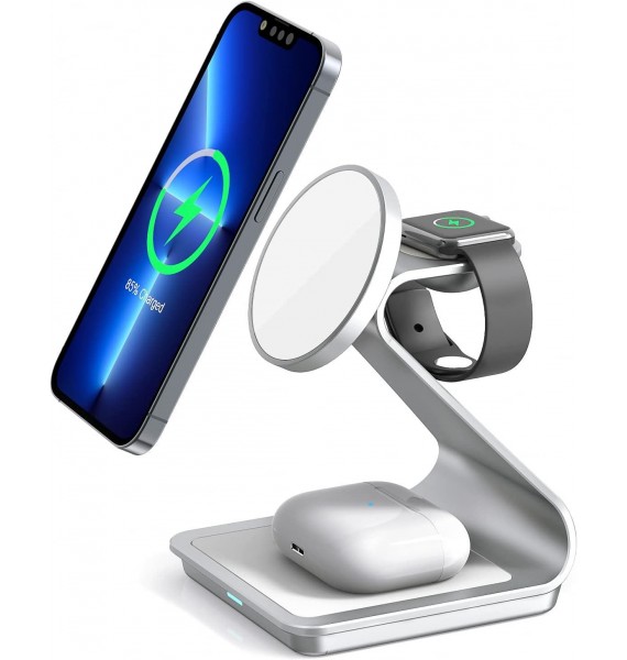 3 in 1 Wireless Charger for MagSafe, Aluminum Alloy Wireless Charging Station