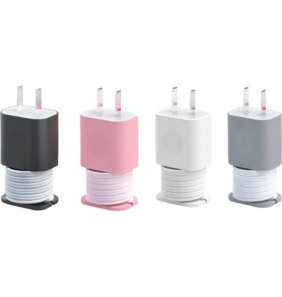 365Home 4-Pack 2 In 1 Silicone Charger Protector with Cord Wrap