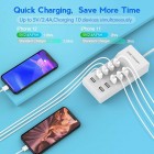 USB Charger USB Wall Charger with Rapid Charging Auto Detect Technology Safety Guaranteed 10-Port Family-Sized Smart USB Ports