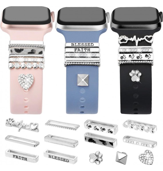 JR.DM 13 Pieces Sliver Watch Band Charms