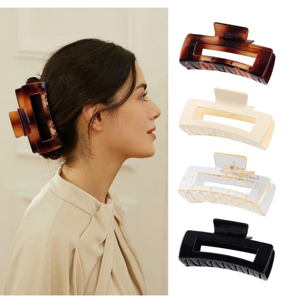 8 Pack 4.3 Ihch Rectangular Hair Clips for Women Girls Large Hair Jaw Clips