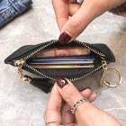 Coin Purse Change Wallet Pouch Leather Card Holder with Key Chain Tassel Zip