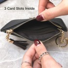 Coin Purse Change Wallet Pouch Leather Card Holder with Key Chain Tassel Zip