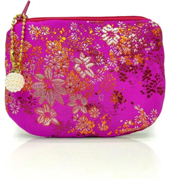 Handmade Jewelry Pouch Women Coin Purse Brocade Zipper Wallet Silk Makeup Bag