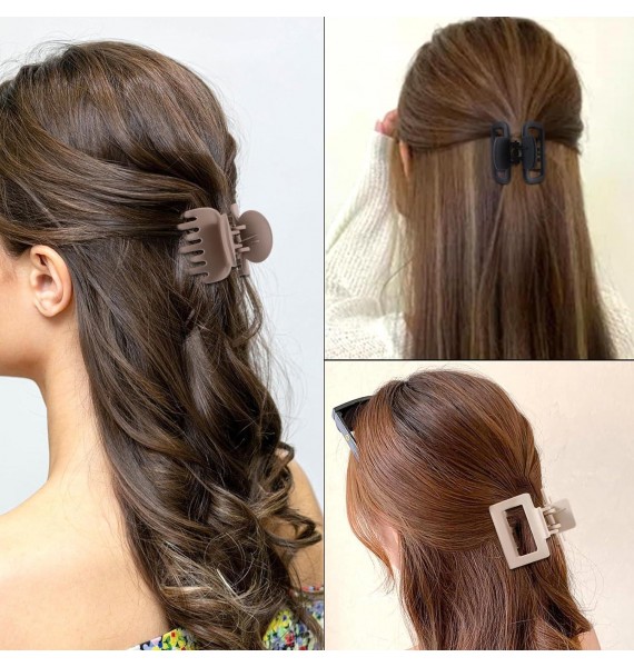 12 Pack Medium hair clips for Women,Small Matte Rubber Coating Rectangle Hair