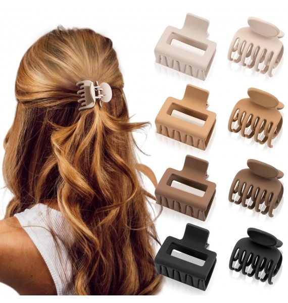 Rectangle and Double Row Small Claw Clips for Thin/Medium Fine Hair - Nonslip