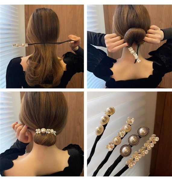 4 PCS Lazy Flower Hairpin,Vintage Pearl Flower Hairpin