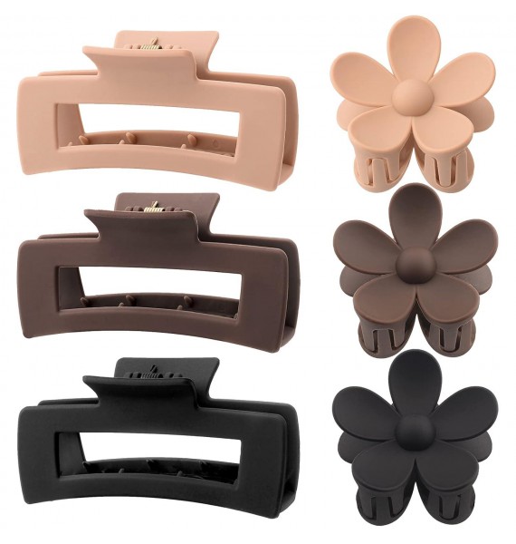 Rectangle Hair Claw Clips Matte Flower Hair Clips,for Thin Thick Curly Hair